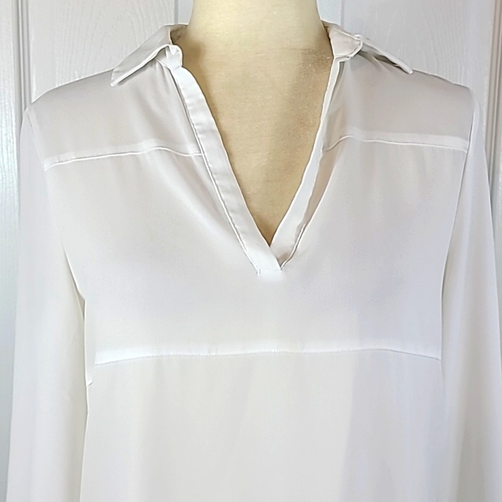 Soft Surroundings Cream Peplum V-Neck Blouse - Picture 2 of 13